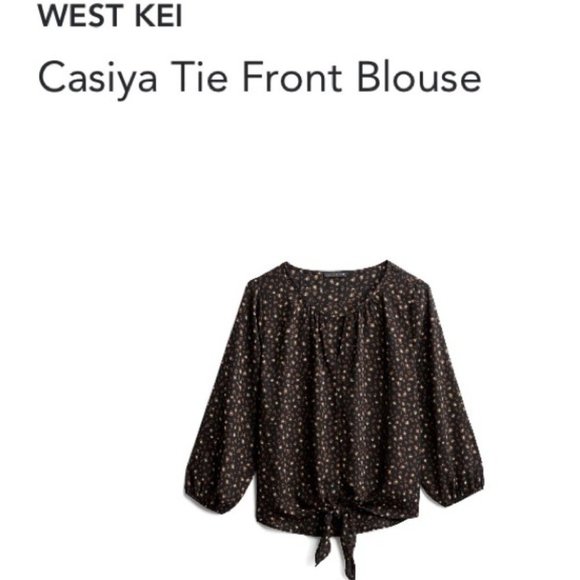 *RESTOCK* WEST KEI CASIYA NAVY TIE-FRONT PATTERNED BLOUSE NWT - Picture 2 of 8